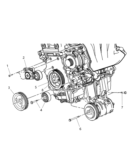 2004 Chrysler PT Cruiser Pulley & Related Parts Diagram 1