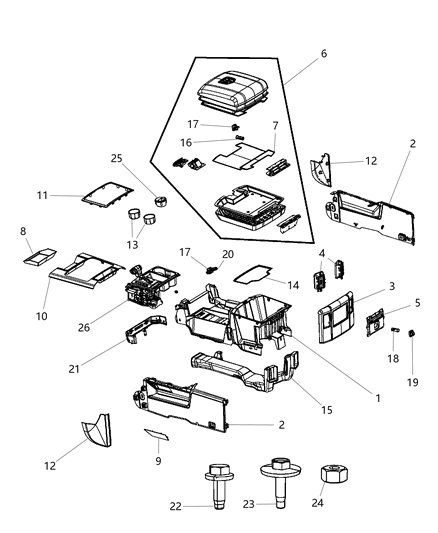 2011 Ram 2500 Floor Console Diagram 1