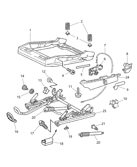 2008 Chrysler Crossfire Adjusters, Recliners & Shields - Passenger Seat - Manual Diagram