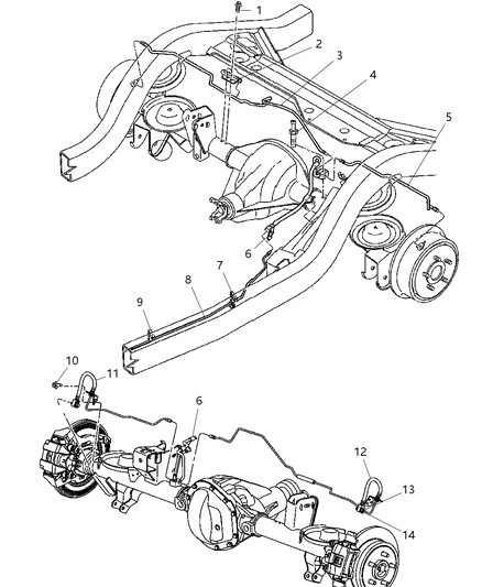 2006 Jeep Wrangler Brake Lines & Hoses, Rear Diagram 2