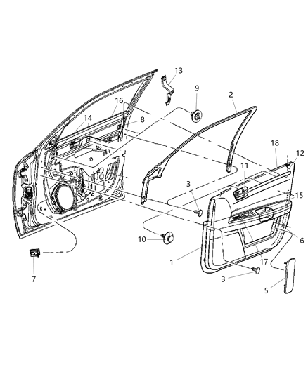 2006 Dodge Charger Molding-Door Window Opening Diagram for UX82XXXAE