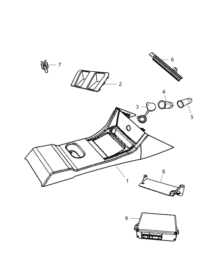 2010 Chrysler 300 Floor Console Front Diagram 2