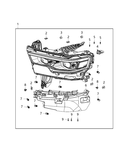 2020 Ram 1500 HEADLAMP Right Diagram for 68316084AG