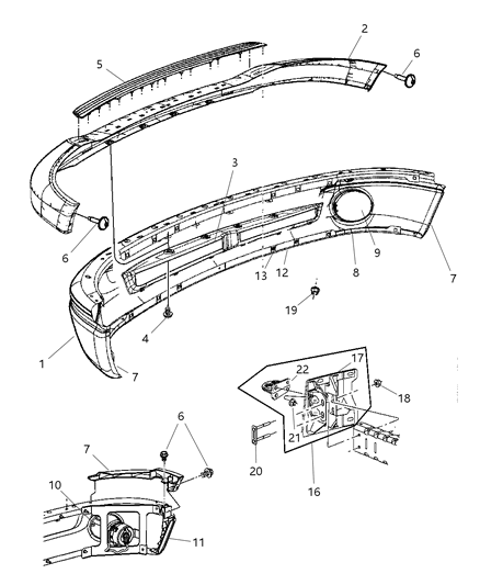 2007 Dodge Ram 3500 Bracket-Bumper Diagram for 55077314AE