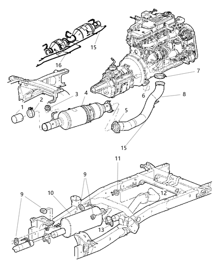 2007 Dodge Ram 3500 Cab Chassis Exhaust System Diagram 1