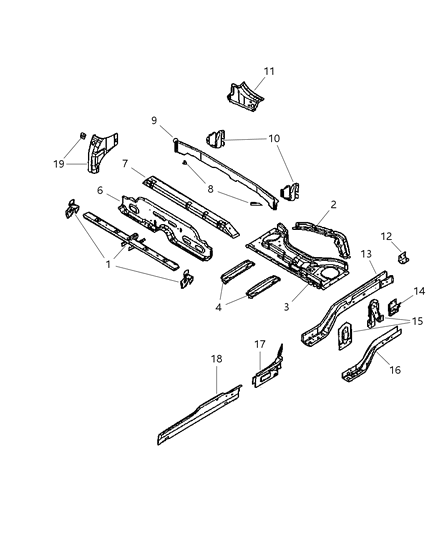 2002 Chrysler PT Cruiser Rail-Rear Floor Pan Side Diagram for 5017556AC