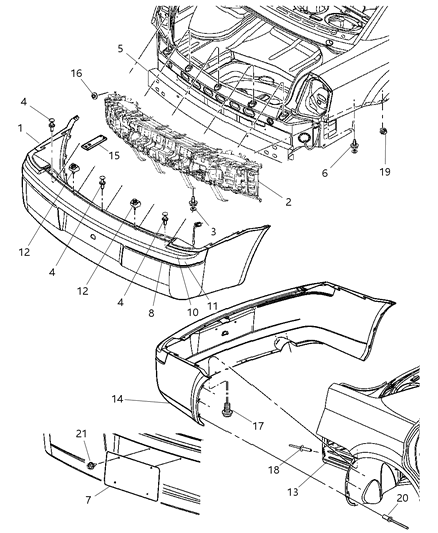 2010 Chrysler 300 Rear Bumper Cover Diagram for 68034257AA