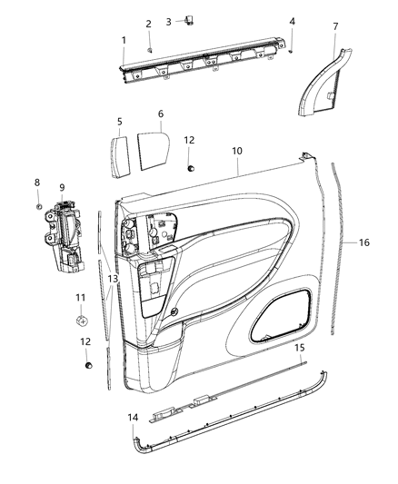 2018 Chrysler Pacifica Panel-Sliding Door Trim Diagram for 5RP681X9AE