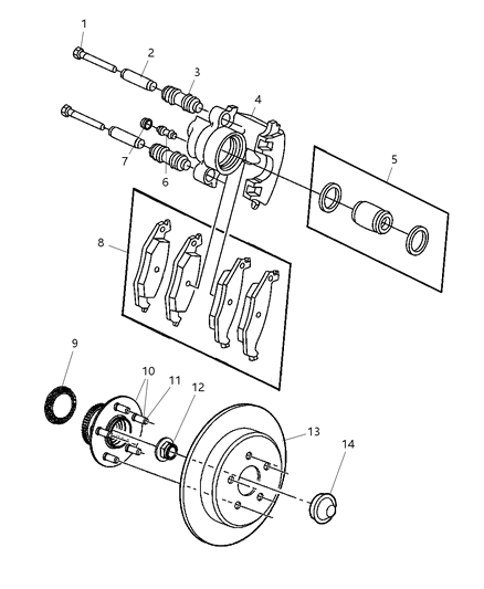 2008 Chrysler PT Cruiser Brakes, Rear, Disc Diagram