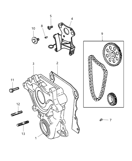 1998 Dodge Ram 1500 Timing Gear & Cover Diagram 1