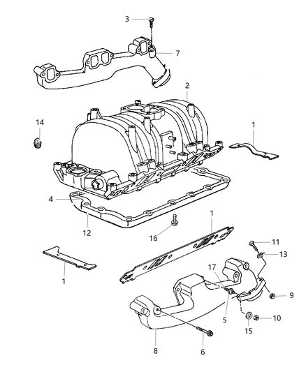 2001 Dodge Dakota Manifolds - Intake & Exhaust Diagram 4