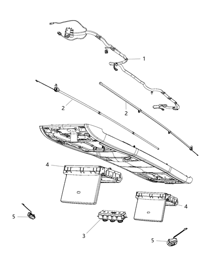 2015 Dodge Grand Caravan Video Monitor / Long Overhead Console Diagram