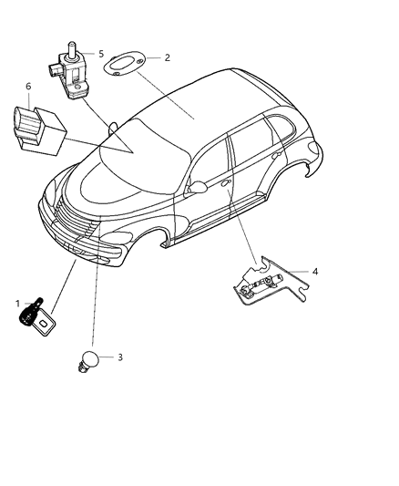 2008 Chrysler PT Cruiser Sensors - Body Diagram