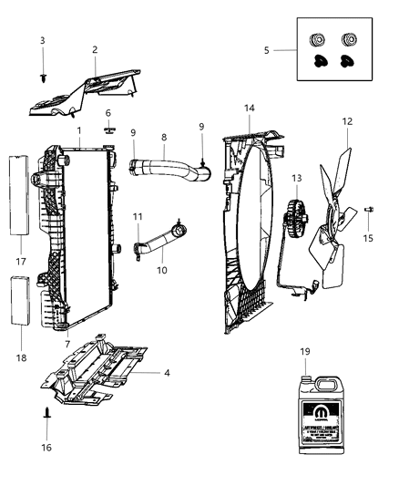 2011 Ram 3500 Radiator & Related Parts Diagram 1