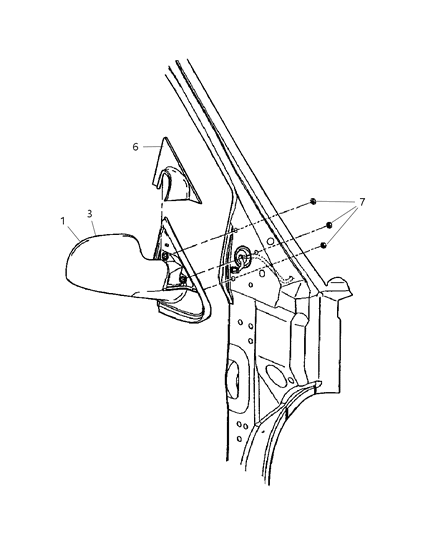 2007 Dodge Caravan Passenger Side Mirror Outside Rear View Diagram for 4894404AF