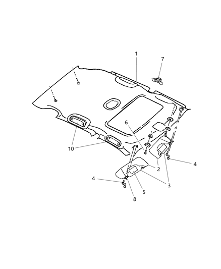 2008 Chrysler PT Cruiser Headliners & Visors Diagram