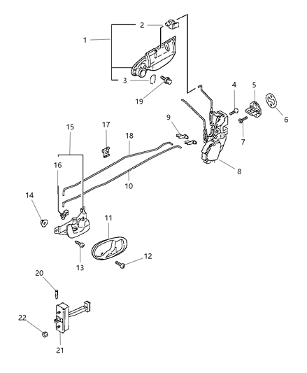 1997 Dodge Avenger Door, Front Handles And Controls Diagram