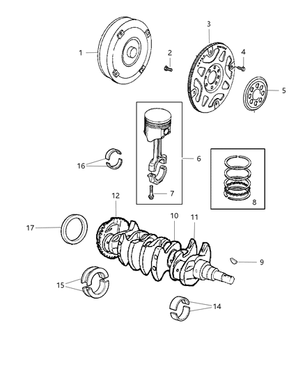 2006 Dodge Stratus Crankshaft , Piston , Drive Plate & Torque Converter & Related Parts Diagram 2