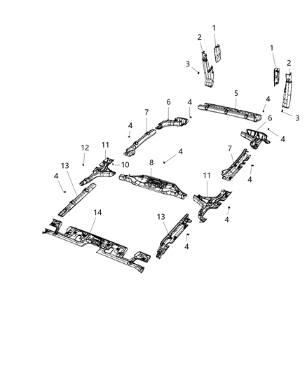 2021 Jeep Wrangler Molding-B Pillar Diagram for 6DD58TX7AE