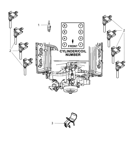 2012 Dodge Durango Spark Plugs & Coils Diagram