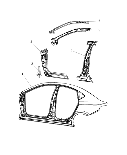 2015 Dodge Dart Reinforce-Body Side Aperture Front Diagram for 68080973AF