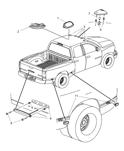 2004 Dodge Ram 3500 Lamp-Dome Diagram for 5JG58TL2AA