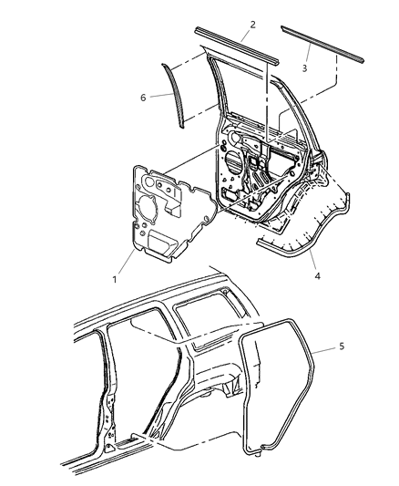 1999 Jeep Grand Cherokee Door, Rear Weatherstrip & Seals Diagram