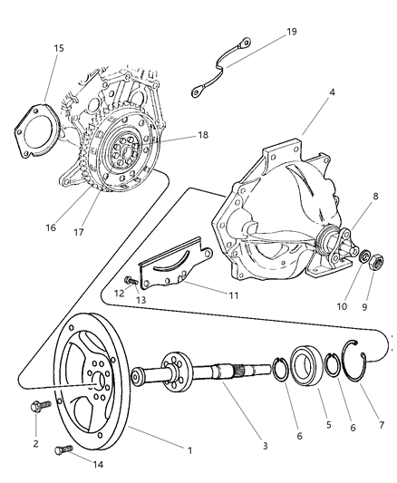 2001 Chrysler Prowler FLANGE-FLEXPLATE To Engine Output Diagram for 4815638AB