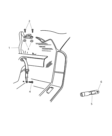 1998 Dodge Viper Belt - Front Seat - Outer Diagram