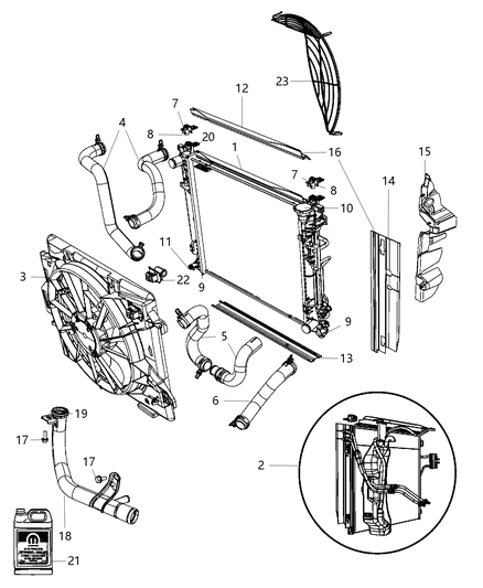 2009 Chrysler Town & Country Radiator & Related Parts Diagram