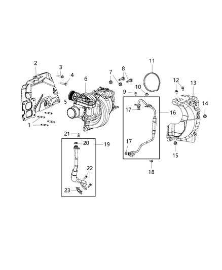 2018 Jeep Wrangler Turbocharger And Oil Hoses / Tubes Diagram 1