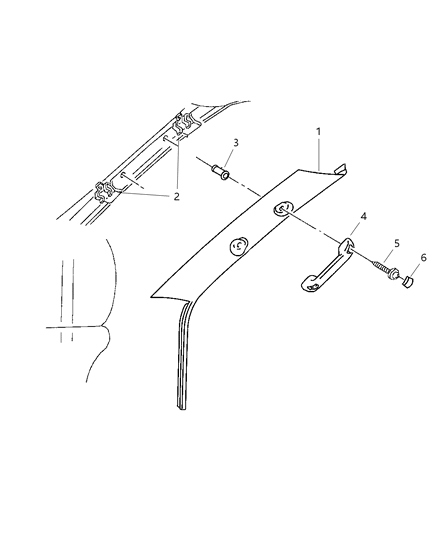 1999 Dodge Ram 2500 Quad & Club Cab A - Pillar Diagram