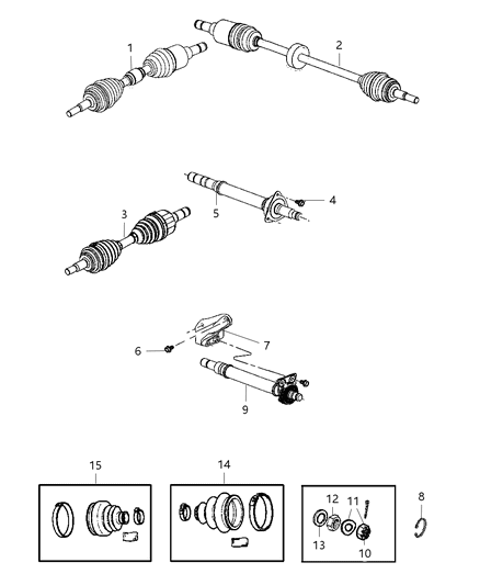 2008 Chrysler PT Cruiser Shafts, Front Axle Diagram