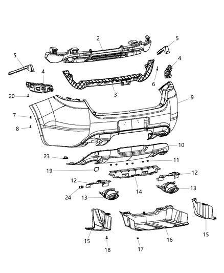 2013 Dodge Dart Bracket-FASCIA Support Diagram for 68100723AA