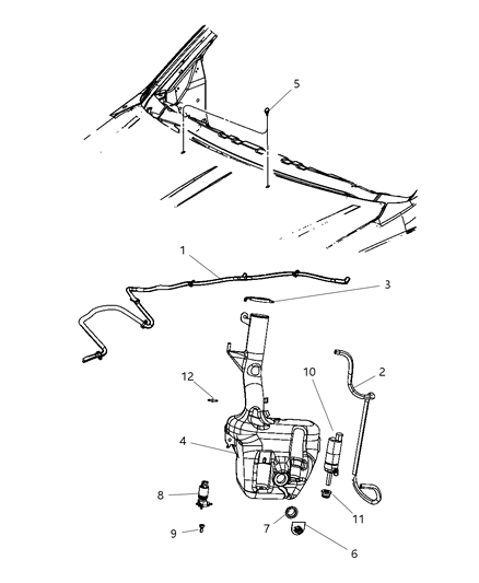 2011 Chrysler Town & Country Washer System Front Diagram