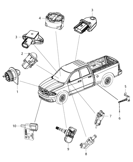 2015 Ram 2500 Sensors - Body Diagram