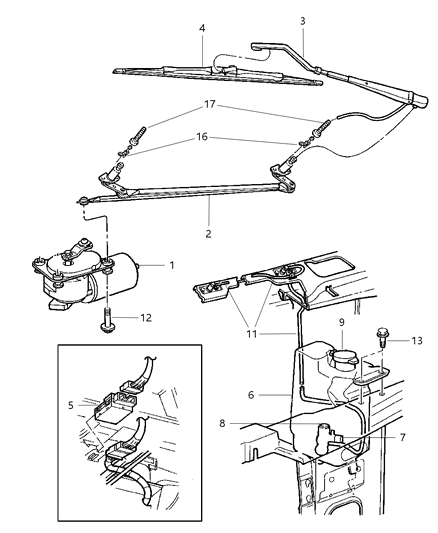 2000 Dodge Ram Wagon Motor-WIPER Diagram for 55155046AE