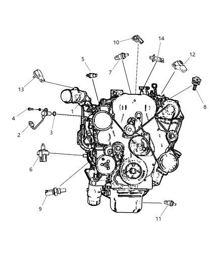 2010 Dodge Caliber Sensors - Engine Diagram 1