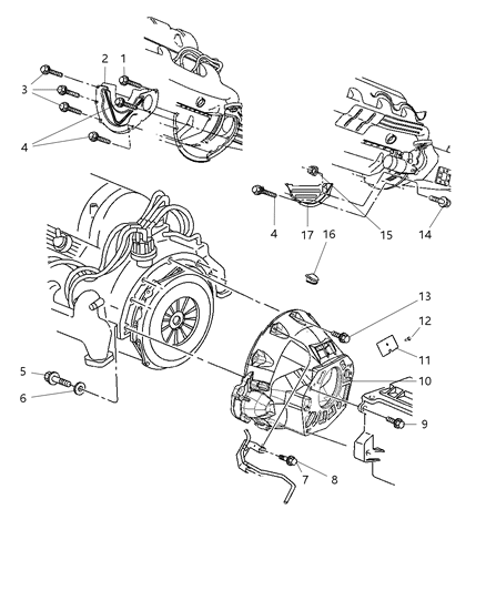 1998 Dodge Ram 2500 Regular Cab Housing & Pan, Clutch Diagram