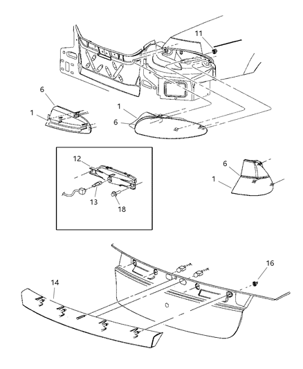 1999 Chrysler LHS Lamps - Rear Diagram