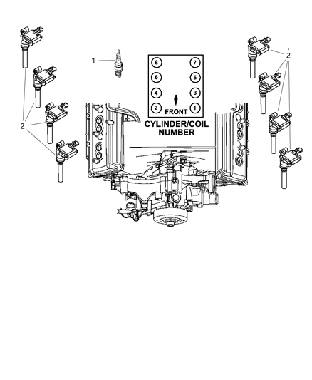 2007 Dodge Ram 3500 Spark Plugs, Cables & Coils Diagram