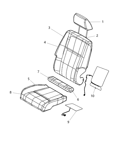 2012 Dodge Journey Front Seat Back Cover Diagram for 1UL35XR4AA