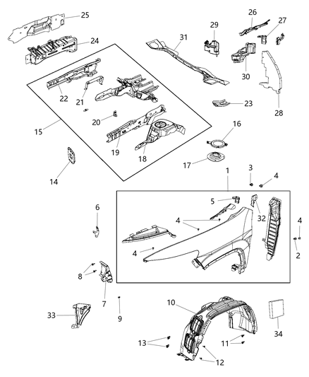 2018 Jeep Cherokee Shield-WHEELHOUSE Diagram for 68209678AE