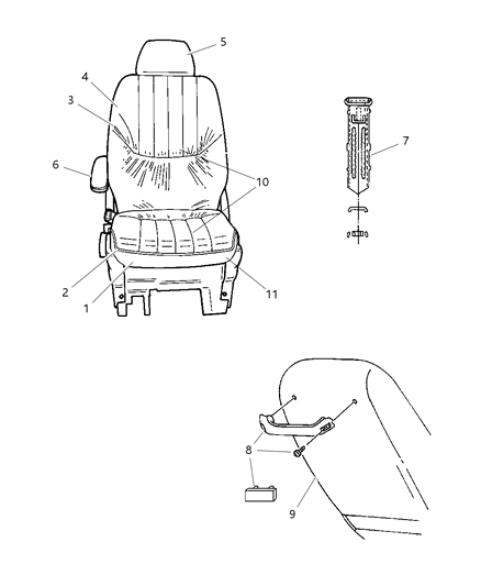 2007 Chrysler Town & Country Front Seat Cushion Cover Diagram for 1AM961J1AA