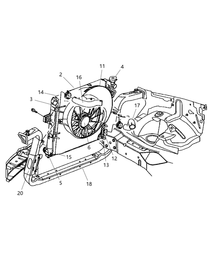 2000 Jeep Grand Cherokee Isolator Radiator Diagram for 52079418