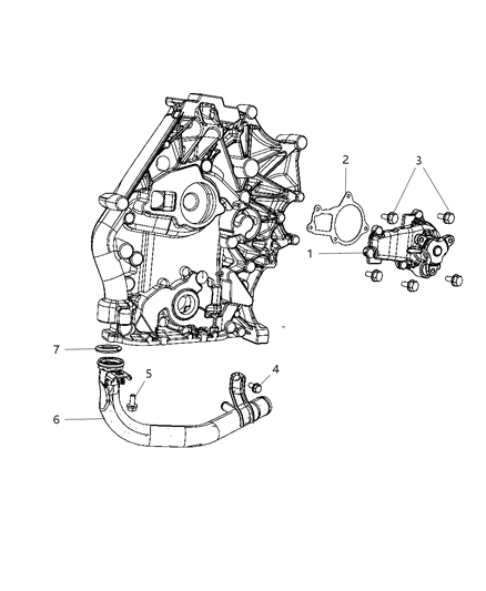 2008 Dodge Grand Caravan Water Pump & Related Parts Diagram 2