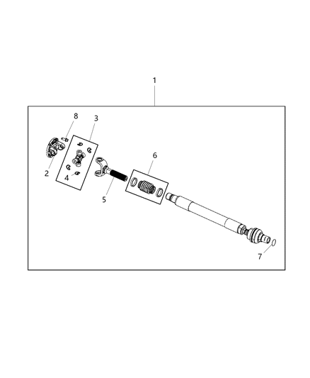 2020 Ram 3500 Drive Shaft, Front Diagram