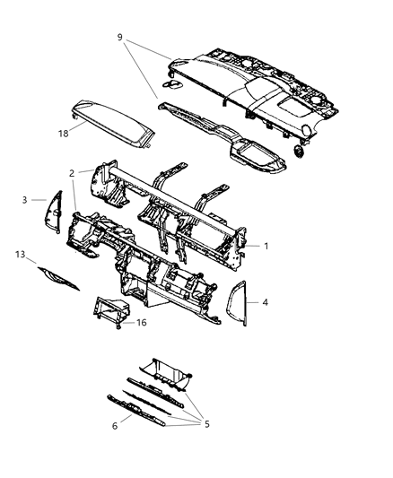 2008 Chrysler Aspen Panel-Instrument Panel Diagram for 1FU611DBAL