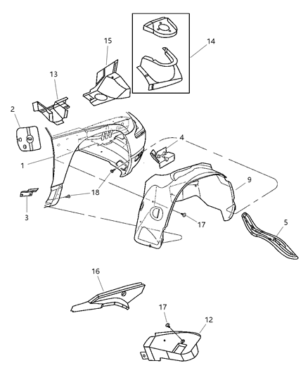 2006 Chrysler Pacifica Front Fender & Shield Diagram