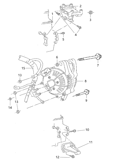 1997 Jeep Grand Cherokee Alternator & Mounting Diagram 1